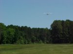 Plane coming in for landing at Deep River Airstrip/airport