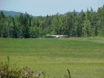 Plane has landed at the west end of the airstrip