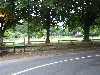 Chester Road road sign with All Saints Church Daresbury in the background