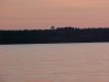 Deep River water tower at twilight from the Quebec side of the Ottawa River