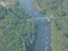 Blurred image of the Des Joachims Bridge from Ontario to Swisha, Quebec from the air