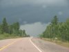 Dark clouds above Highway 17 towards Rolphton