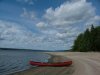 Canoe beached on the Quebec side of the Ottawa River