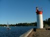 Deep River Marina Lighthouse and late afternoon moonscape above the Ottawa River