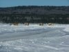 Ice fishing huts on the frozen Ottawa Rive
