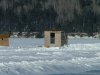 Ice fishing hut on the frozen Ottawa Rive