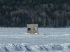 Ice fishing hut on the frozen Ottawa River