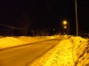Snow and street scene at night