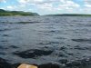 Paddling a canoe through the choppy Ottawa River