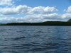 Paddling a canoe through the choppy Ottawa River