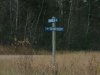 Snow-fall and signpost for Bonfield and Grand Desert, Ontario