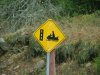 Snow mobiling road sign