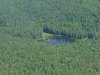 Aerial view: Wilderness and small laks on Quebec side of river