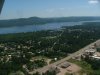 Aerial view: with Mount Martin and the Ottawa River in the background, getting into the suburban part of Deep River