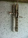 Improvised retaining pins for starboard RWO Channel Stay Adjuster.  Clevis pins on order.