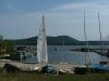 'Does the Job' Albacore 6781  Sailing Dinghy ready for sailing with Seitech launching dolly.  Mount Martin and the Ottawa River in the background