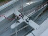 Albacore mainsheet; and jibsheet rigging for single handed. Albacore Centerboard. Centerboard has a CL257 Auto-release Racing Mini Clamcleat with dinghy braid, as well as a backup Clamcleat with Shockcord