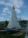 'Does the Job' Albacore 6781 Sailing Dinghy ready for sailing with Seitech launching dolly and Crewsaver Mast-Float.