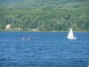 Keel boat and kayaks on the Ottawa river
