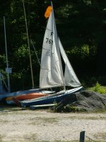 Does the Job' Albacore 6781 Sailing Dinghy rigged with firefly sail for high wind conditions