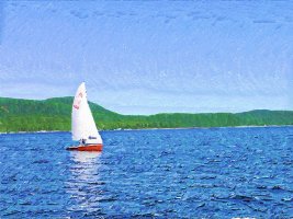 Image-to-Art picture rendered by Lyle Kroll of Taser on the Ottawa River at Deep River