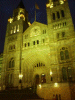 A view of the Natural History Museum at night