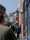 Walking down Ludgate Hill - sign for St Martin within Ludgate church is visible