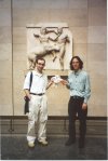 Lachlan, X-ray Ted and Roger in front of some of the Elgin Marbles