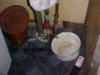 Blurred image of Hot and cold water pipes to kitchen sink, kitchen sink drain pipe