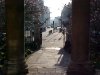 View towards the Strand from behind the pillars of St Mary-le-Strand