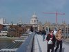 Looking towards the south face of St Paul's Cathedral from the wobbly bridge /  Millennium Bridge