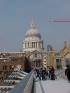 Looking towards the south face of St Paul's Cathedral from the wobbly bridge /  Millennium Bridge