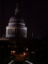 Dome of St Pauls Cathedral  (south face) from the Millennium Bridge at night