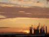 Flaming sunset over Windes Power Station