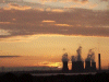 Flaming sunset over Windes Power Station