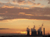 Flaming sunset over Windes Power Station