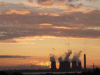 Flaming sunset over Windes Power Station