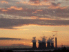 Flaming sunset over Windes Power Station