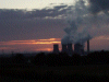 Flaming twilight over Widnes Power Station