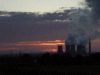 Flaming twilight over Widnes Power Station