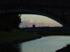 Twilight, the canal and Runcorn water tower 