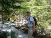 Climbing down to Crane Mountain Pond, Adirondack Park