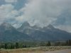 Left rounded mountain with soft dike is South Teton, Grand Teton, Mount Owen and Teewinot