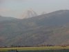Approaching twilight on Grand Teton and Middle Teton viewed from Victor Idaho