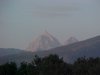 Approaching twilight on Grand Teton and Middle Teton viewed from Victor Idaho