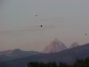 Approaching twilight on Grand Teton and Middle Teton viewed from Victor Idaho