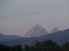 Approaching twilight on Grand Teton and Middle Teton viewed from Victor Idaho