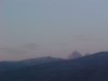 Approaching twilight on Grand Teton and Middle Teton viewed from Victor Idaho