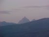 Approaching twilight on Grand Teton and Middle Teton viewed from Victor Idaho