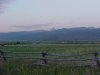 Approaching twilight on Grand Teton and Middle Teton viewed from Victor Idaho